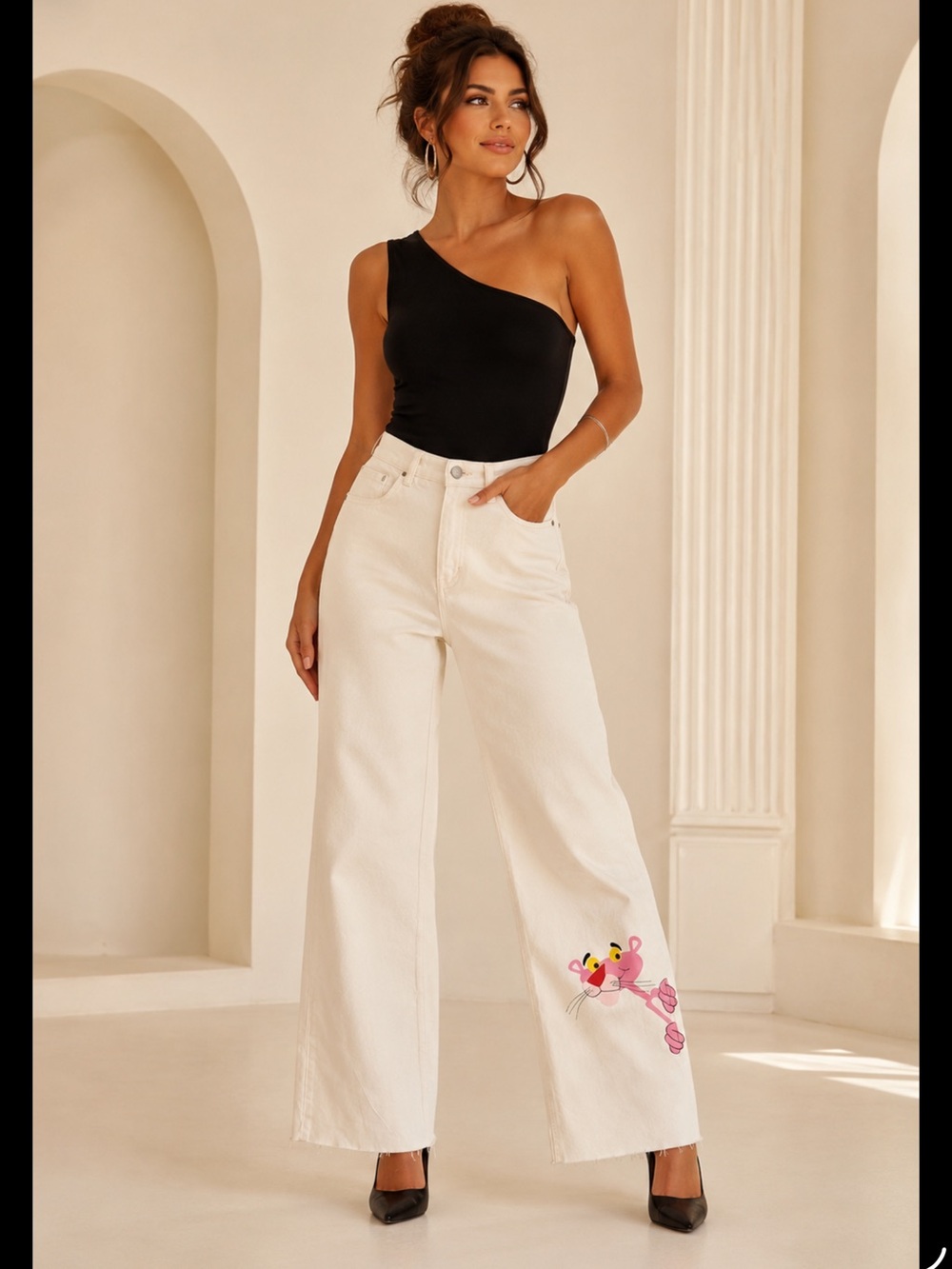 Desigual Pink Panther Wide Leg Jeans NWT EU 34 (US 2)